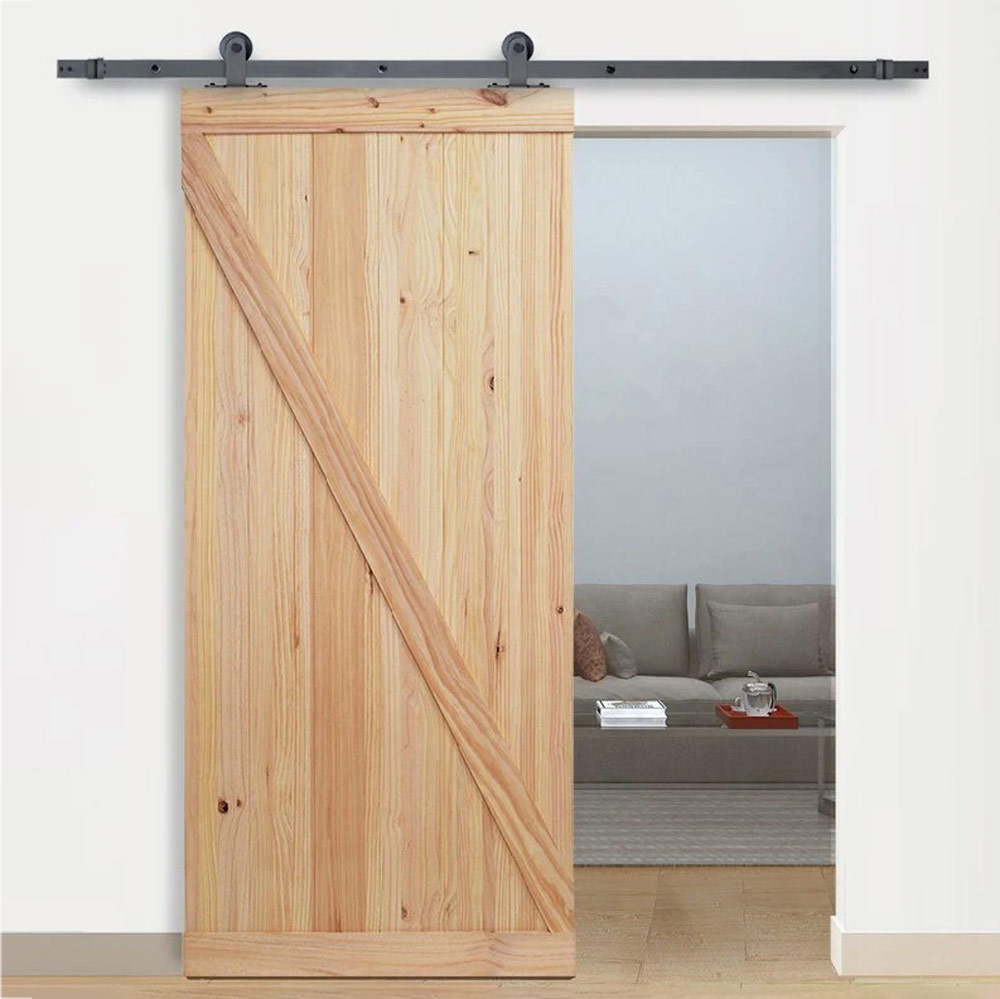 Henderson Rustic Top Mount Sliding Barn Door Kit - 2000mm Track (Max 100kg Doors) - Black
